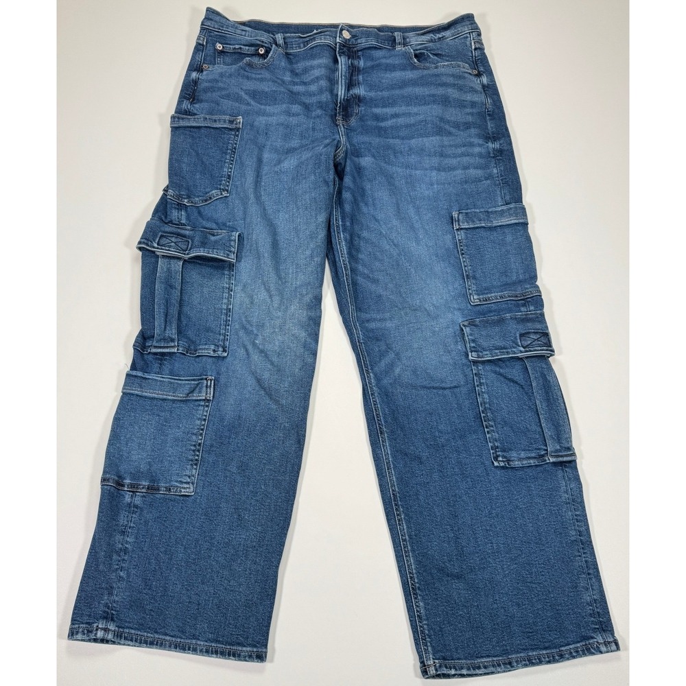 American Eagle Outfitters High-Rise Blue Cargo Jeans